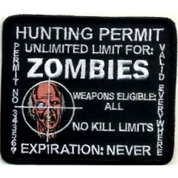 ZOMBIE HUNTING LICENSE Embroidered Patch Iron Sew-On Biker Decorative Applique